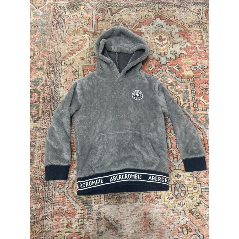 Abercrombie Kids Grey Fleece Logo Hoodie- Size 5/6